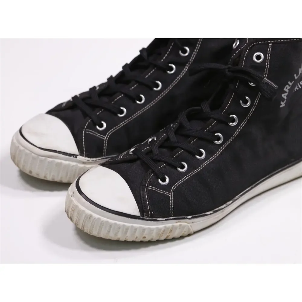Karl Lagerfeld Mens Black White High Top Sneakers Eu 44 - US 11 - Picture 3 of 10